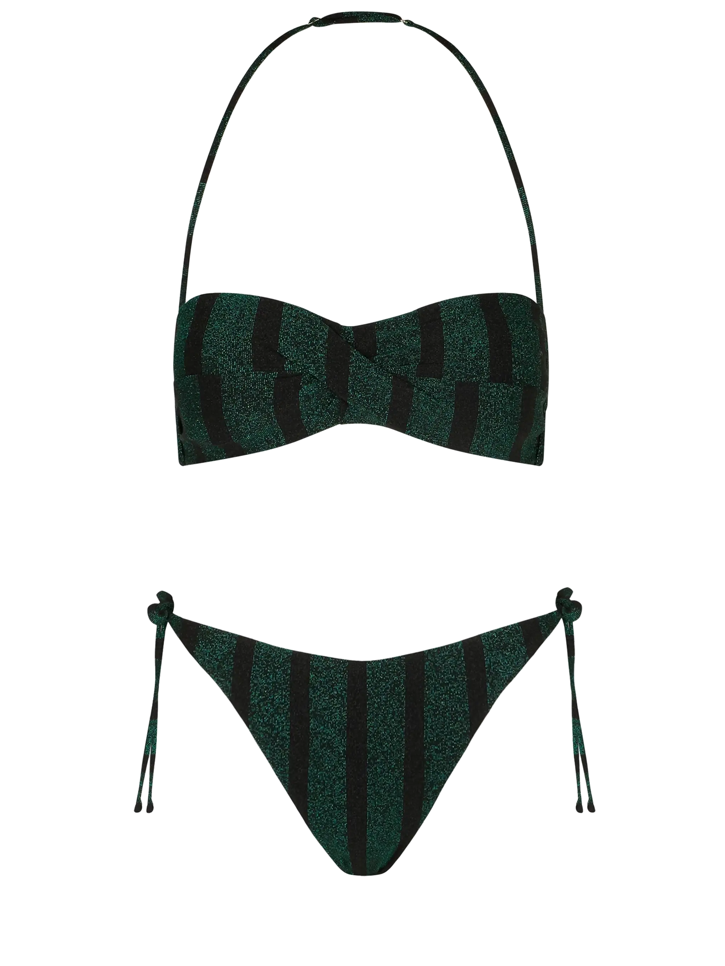 Gestreifter Balconette-Bikini für Damen aus Lurex