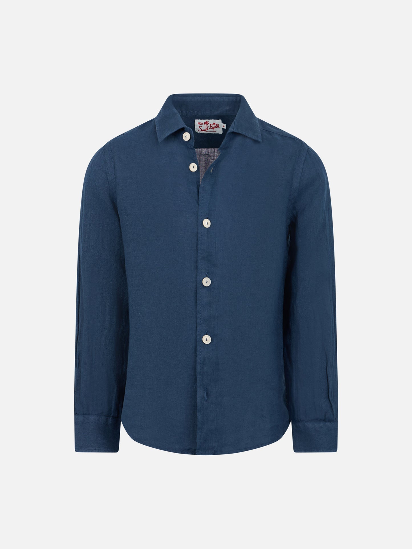 Kid navy blue linen shirt Agnes - MC2 Saint Barth