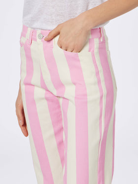 Woman pink striped print denim Belleville - MC2 Saint Barth