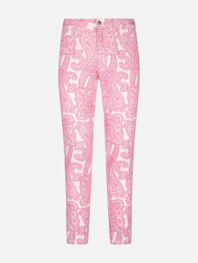 Woman pink paisley print denim Belleville - MC2 Saint Barth