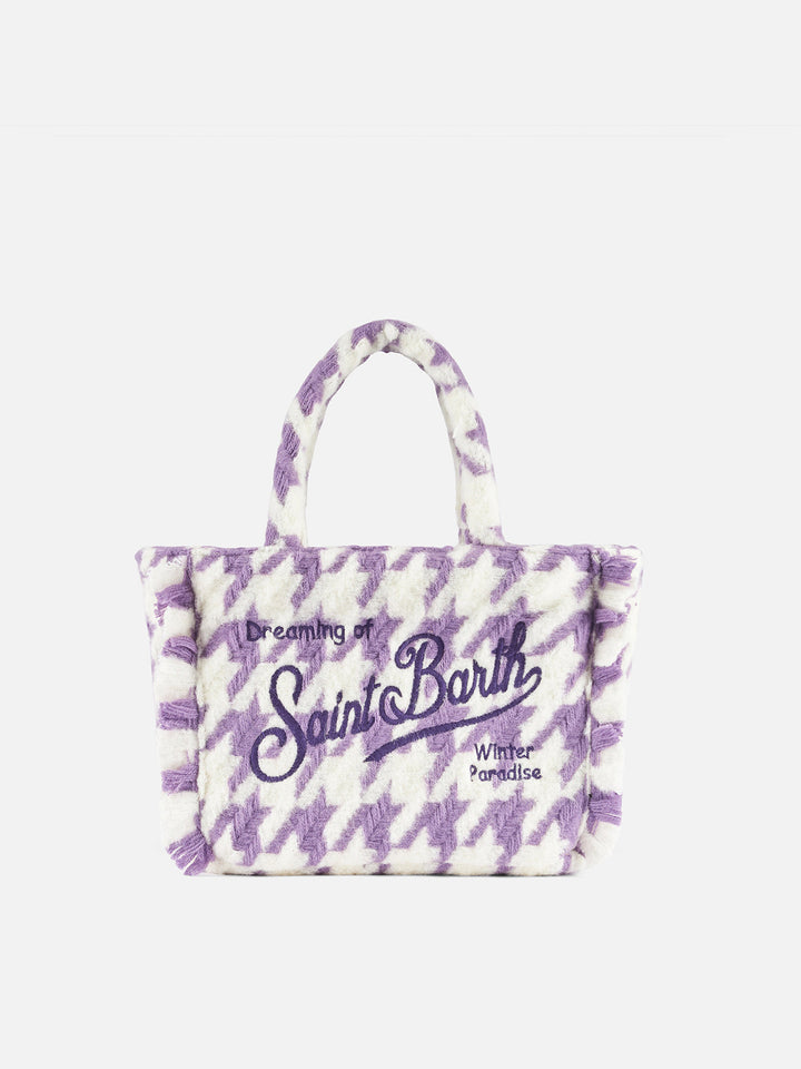 Wooly Colette fringed handbag with pied de poule pattern - MC2 Saint Barth