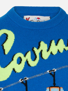 Boy crewneck sweater with Courma cable postcard jacquard - MC2 Saint Barth