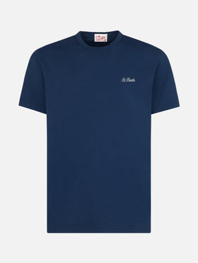 Man blue cotton jersey t-shirt Dover with St. Barth embroidery - MC2 Saint Barth