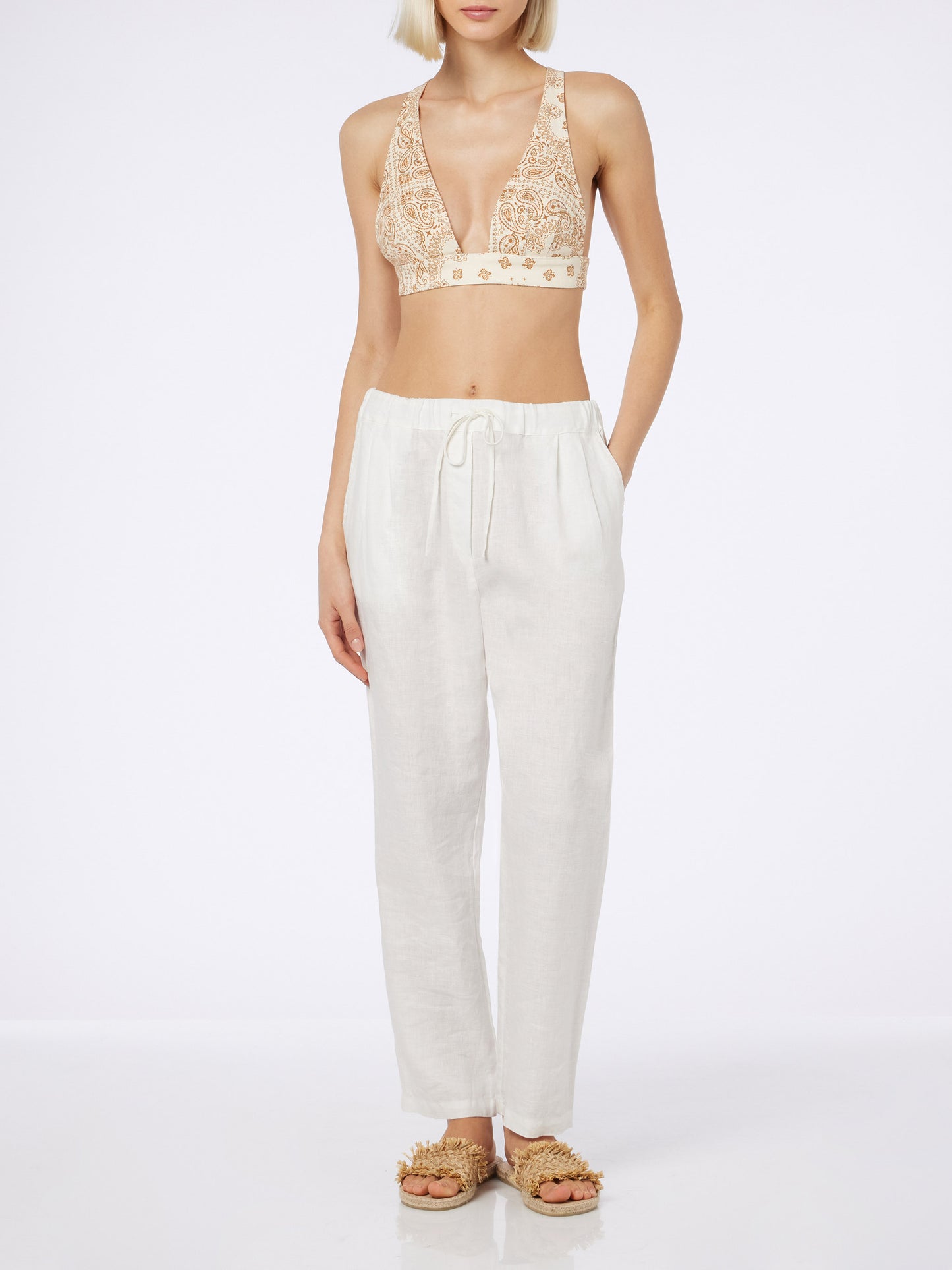 Woman scooped denim bandanna top Eda - MC2 Saint Barth