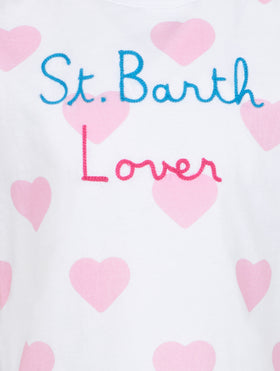 Girl cotton jersey crewneck t-shirt Elly with Vacay mood embroidery - MC2 Saint Barth