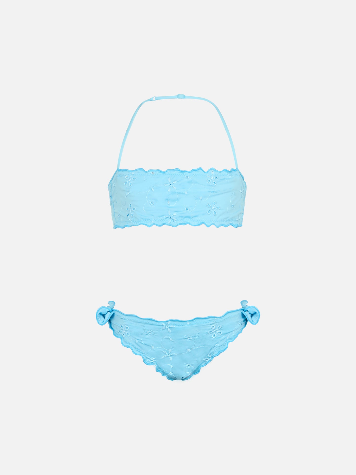 Emy klassischer Bandeau-Bikini mit Sangallo-Spitzenstickerei