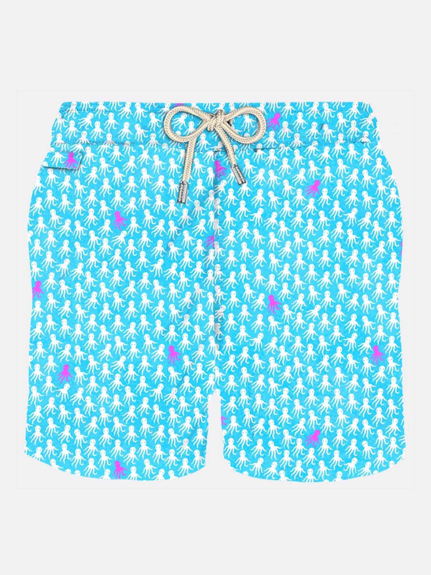 Man light fabric swim shorts with white and fuchsia octopus print - MC2 Saint Barth