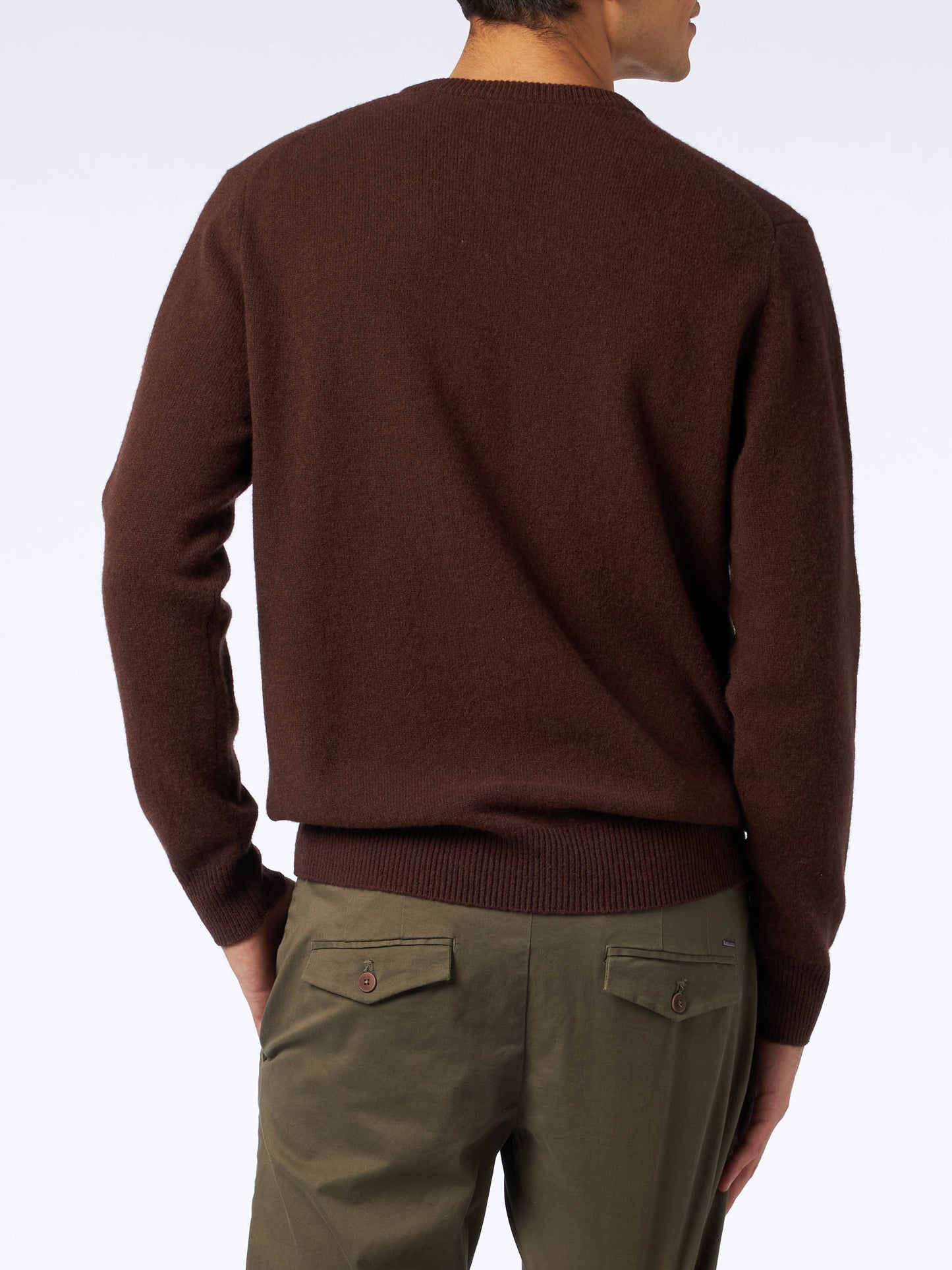 Man crewneck brown lambswool sweater with St. Barth embroidery - MC2 Saint Barth
