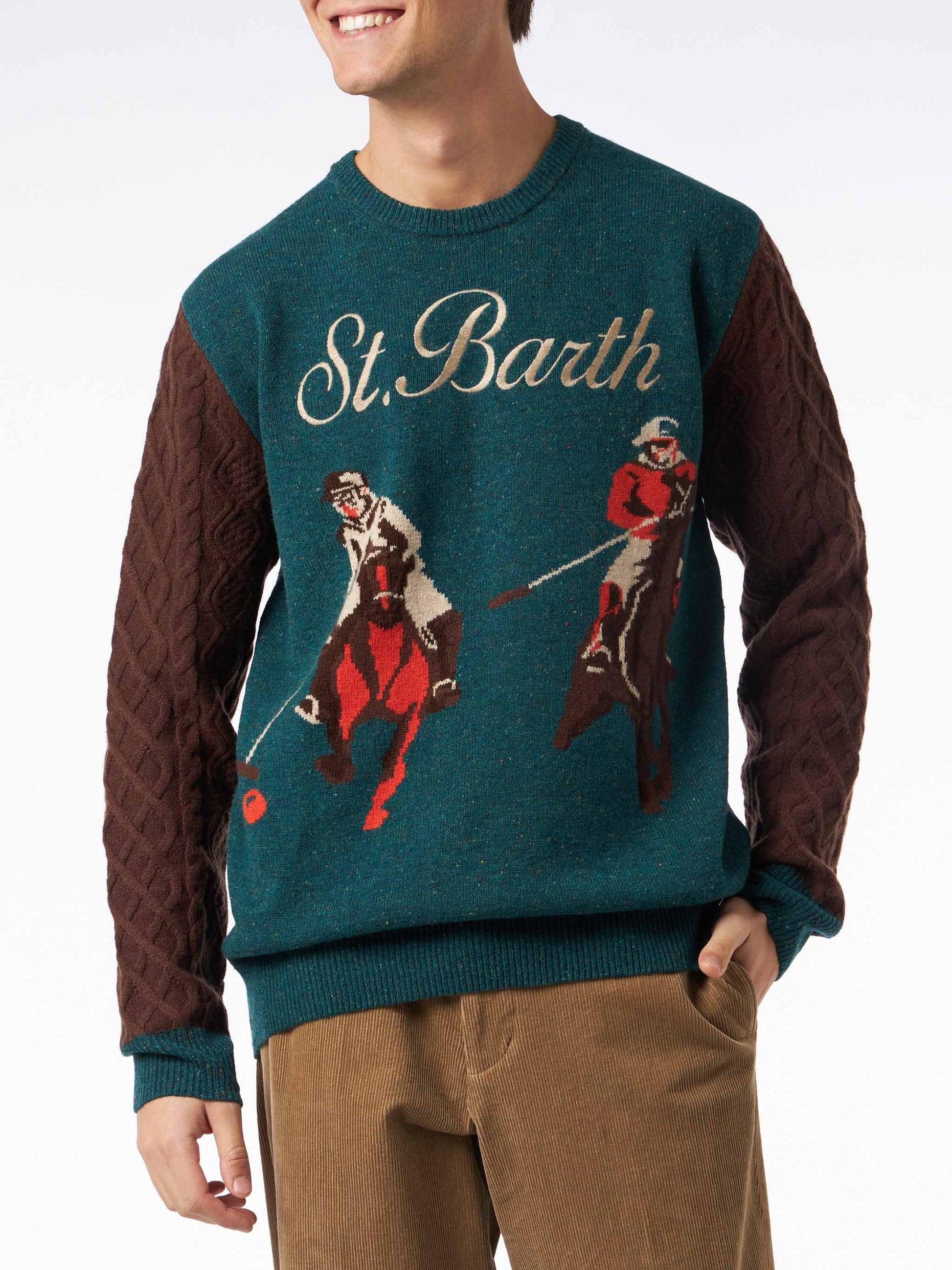 Man crewneck donegal sweater with polo jacquard - MC2 Saint Barth