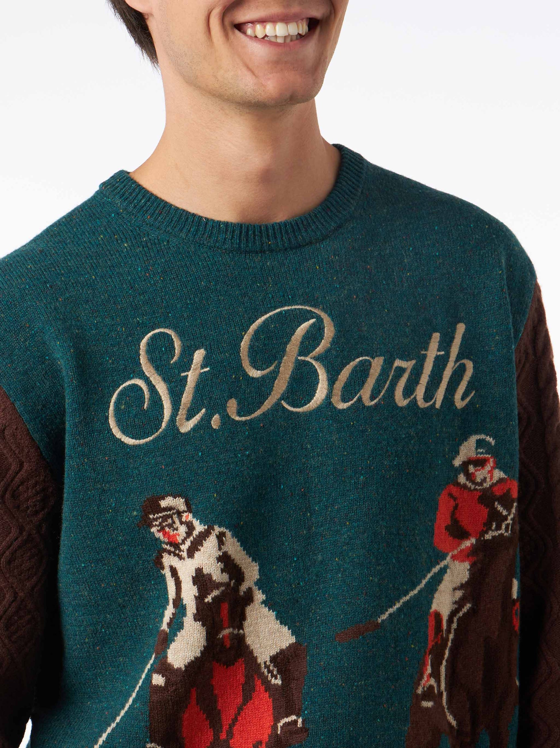 Man crewneck donegal sweater with polo jacquard - MC2 Saint Barth