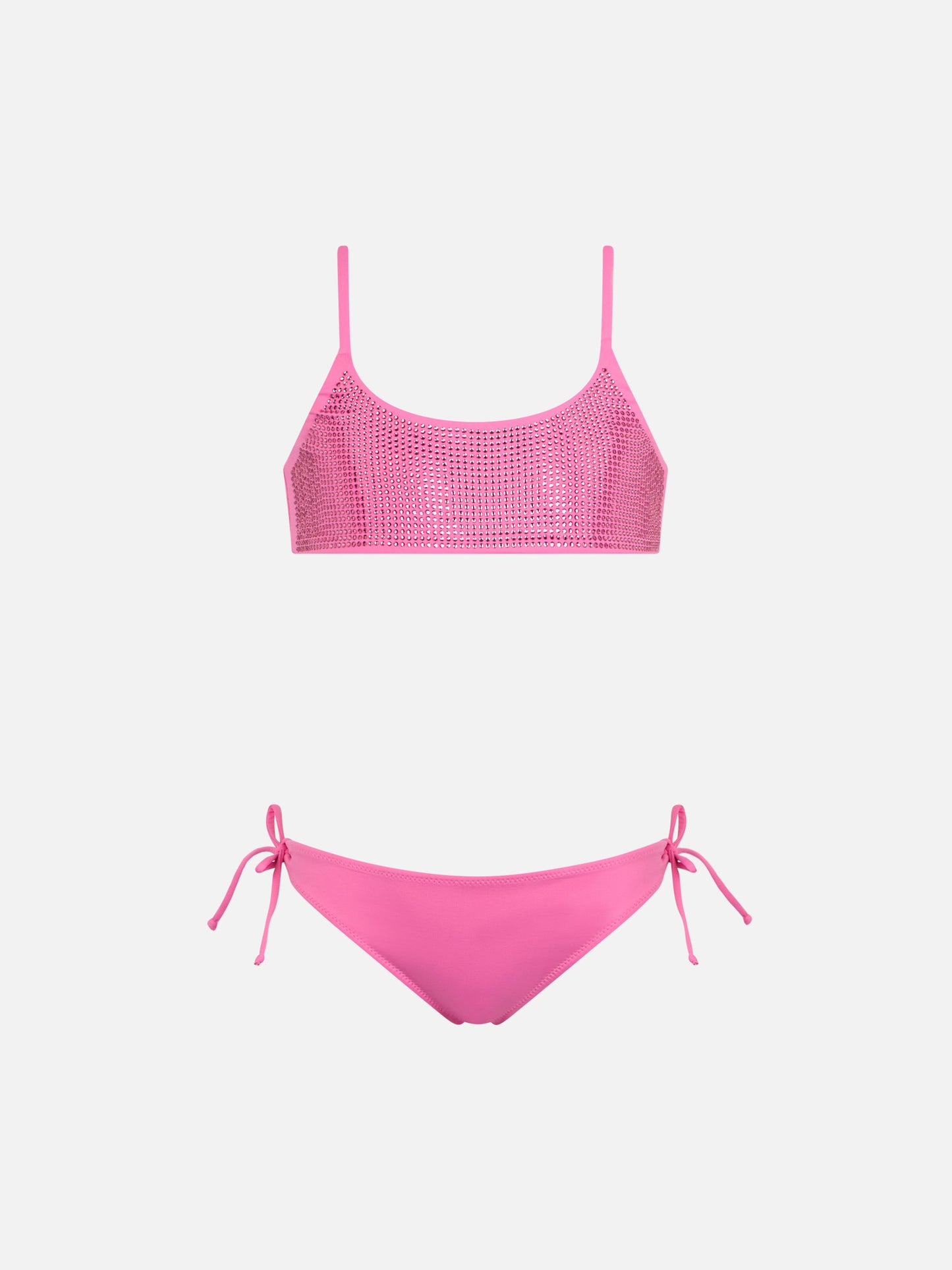 Girl pink bralette bikini Jaiden with rhinestone - MC2 Saint Barth