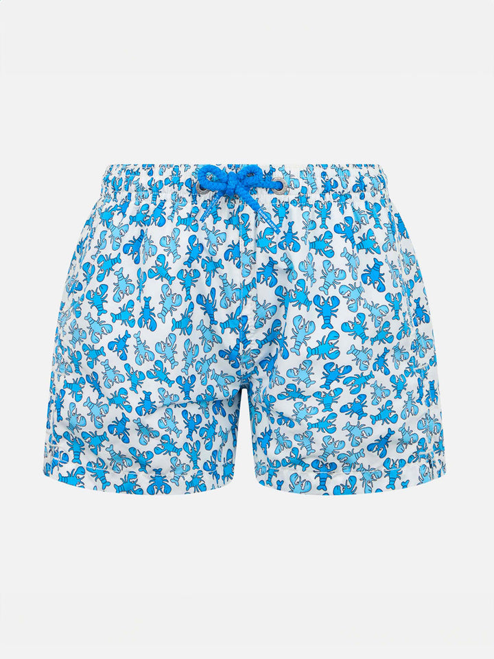Boy lightweight fabric swim-shorts Jean Lighting with lobster print - MC2 Saint Barth