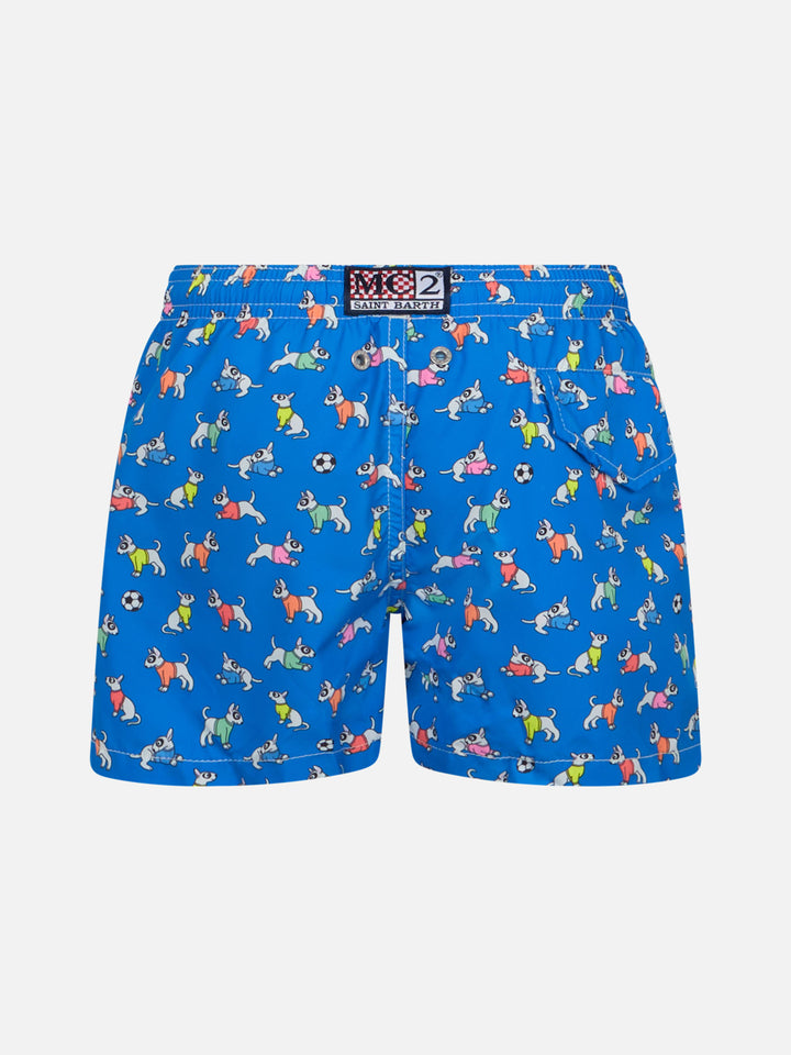 Boy lightweight fabric swim-shorts Jean Lighting with dogs print - MC2 Saint Barth