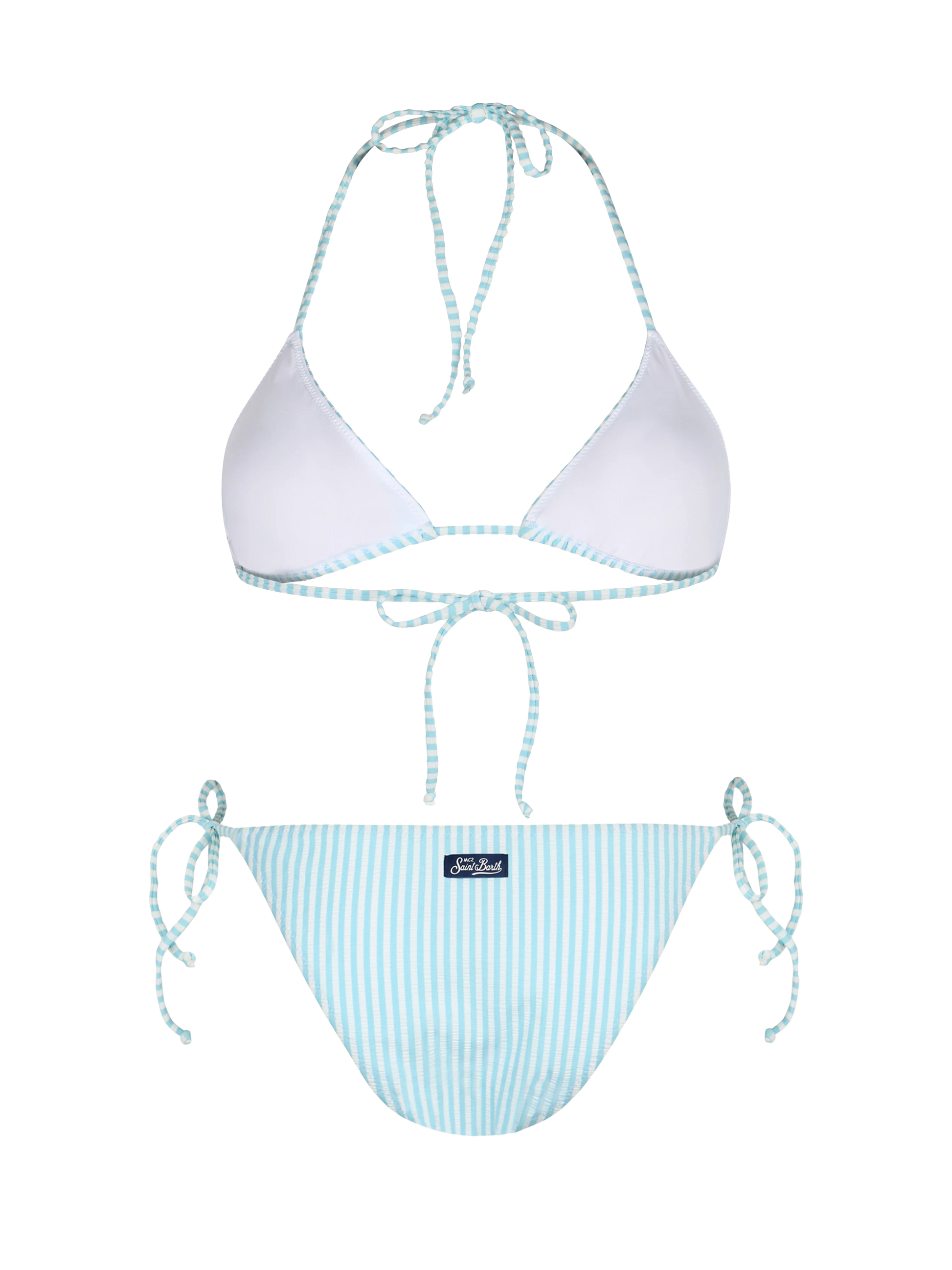 Woman seersucker striped triangle bikini Leah Virgo - MC2 Saint Barth