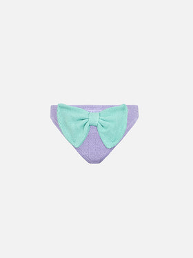 Girl lilac crinkle swim briefs Madame with bow - MC2 Saint Barth