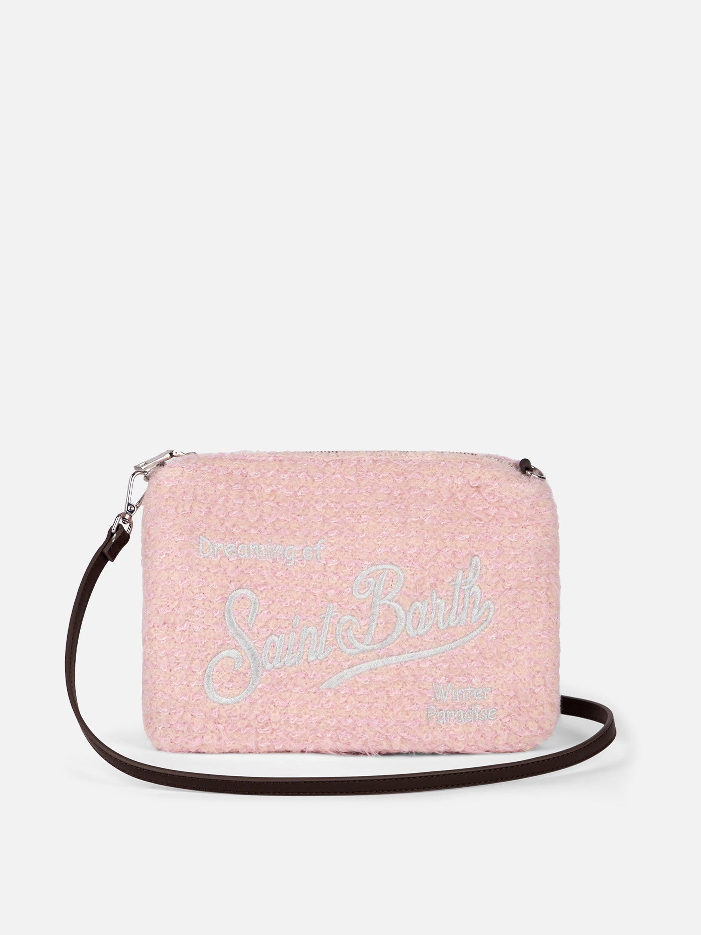 Parisienne pink knit boucle cross-body pouch bag - MC2 Saint Barth