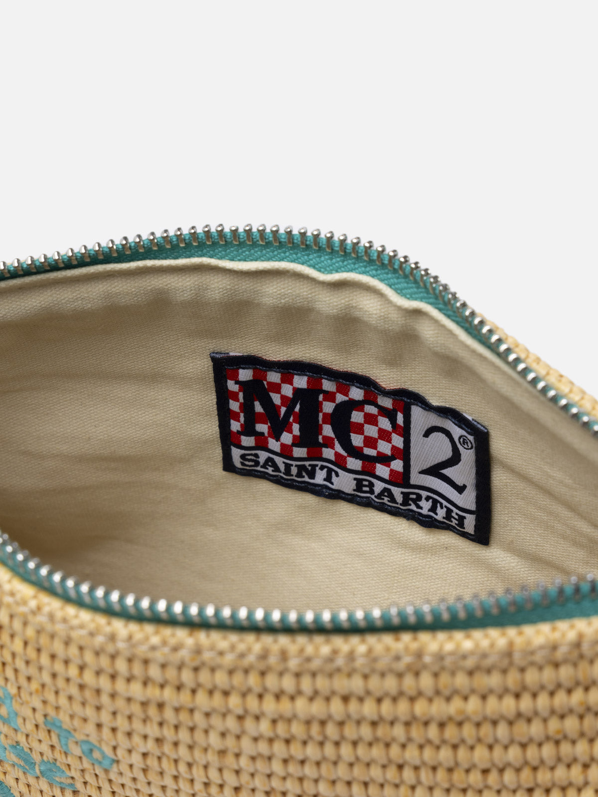 Pouch Parisienne in paglia con ricamo Capri