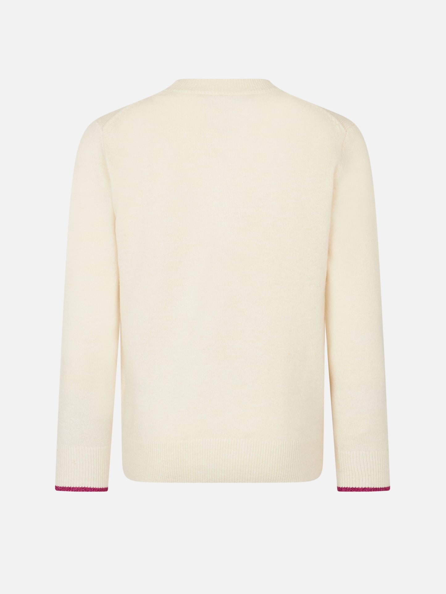 Girl crewneck white sweater with Barbie jacquard | BARBIE SPECIAL EDITION