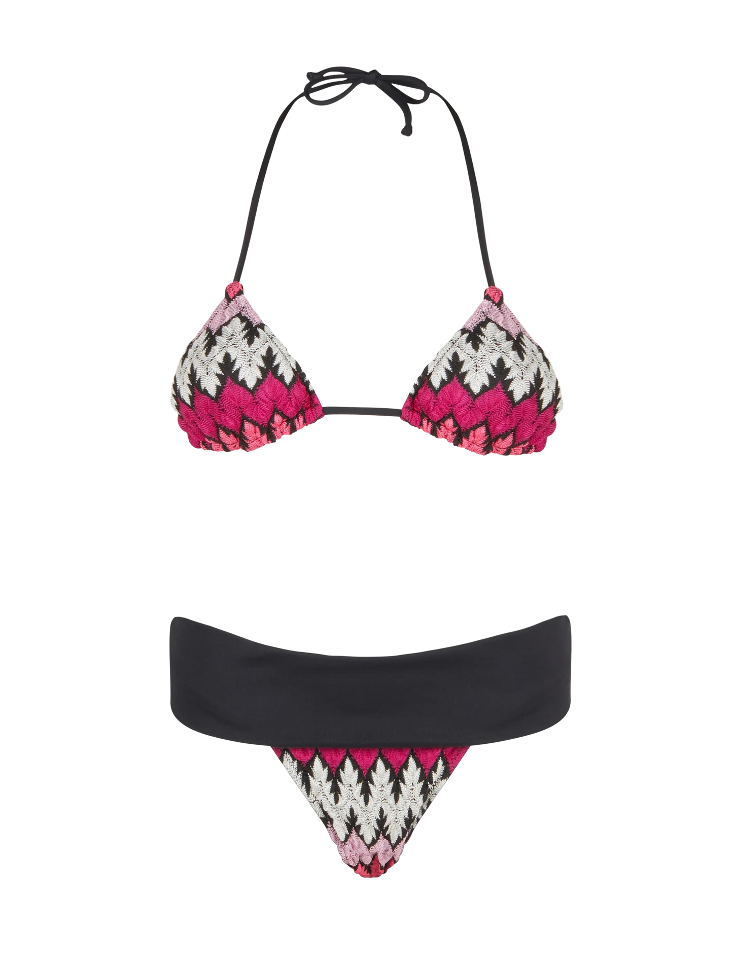 Woman chevron knitted triangle bikini