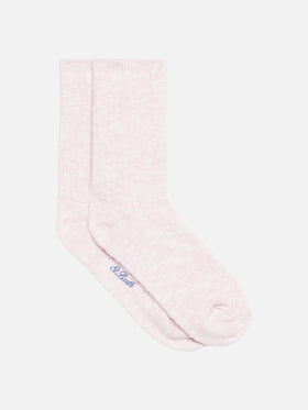 Gerippte Damensocken in rosa Melange-Optik
