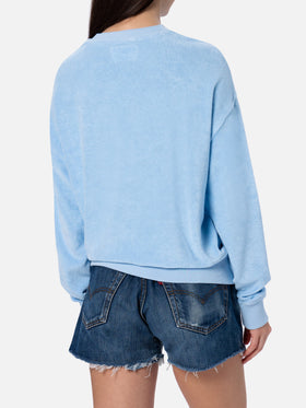 Felpa da donna Stardust di cotone spugna di colore azzurro