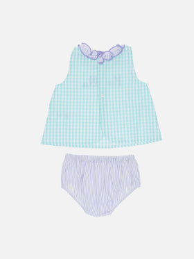 Baby gingham cotton dress Abbie with top and bloomers - MC2 Saint Barth