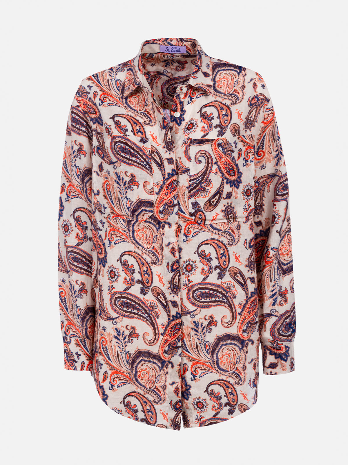 Woman linen shirt Alodie with paisley print and pockets - MC2 Saint Barth