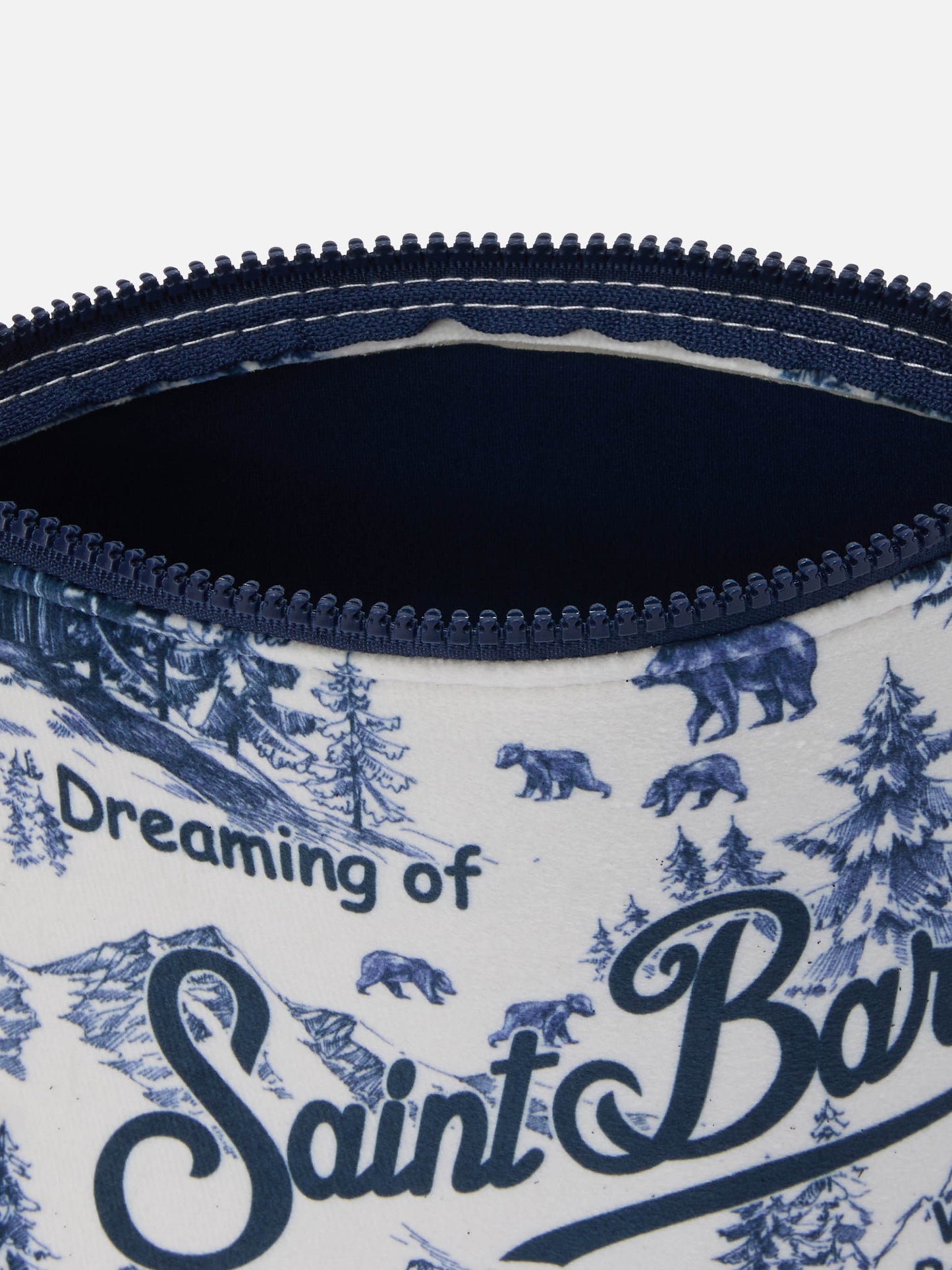 Aline Pouch in wool-effect fabric with toile de jouy print