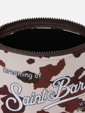 Aline Pouch in wool-effect fabric with cow-print