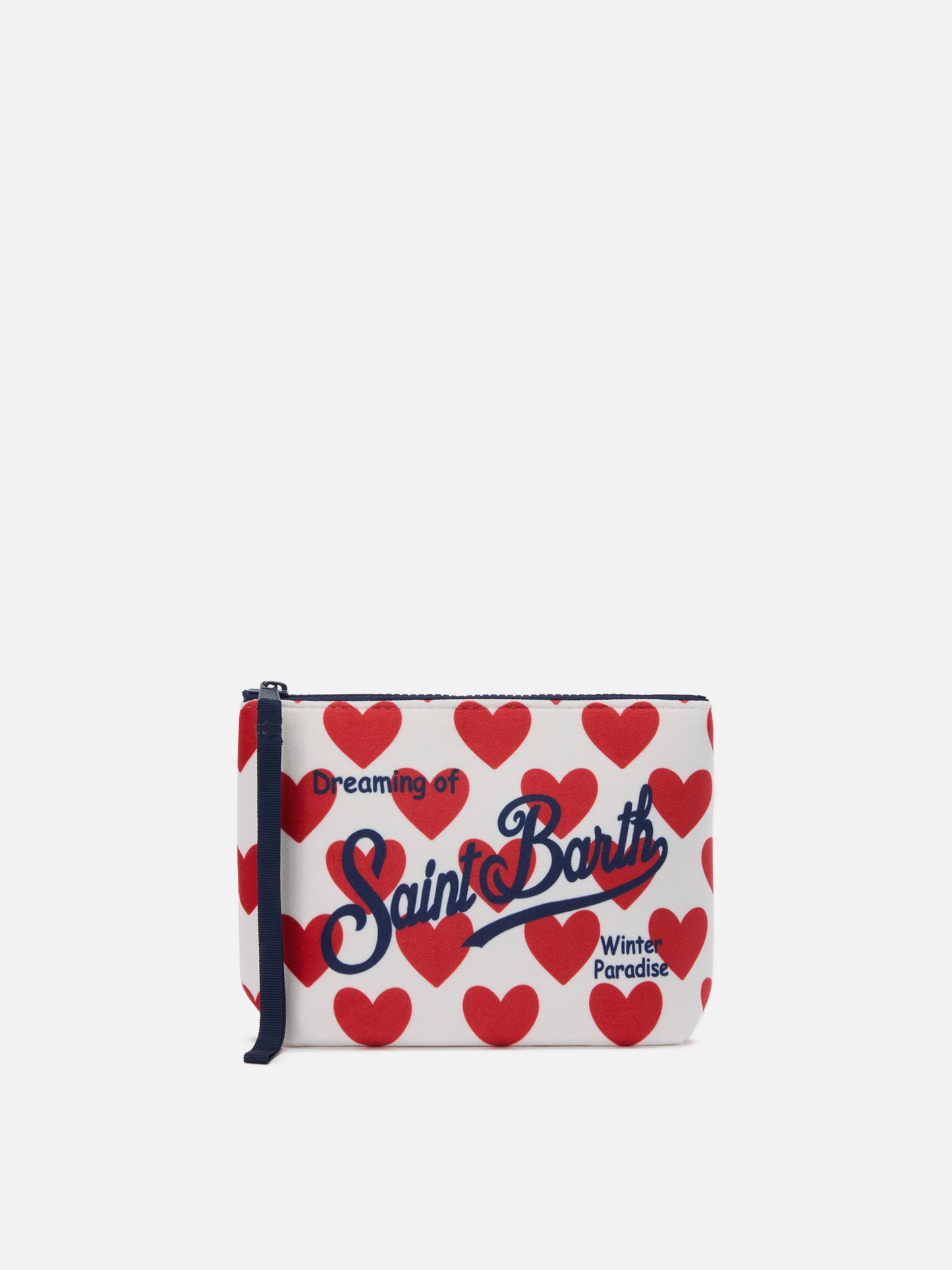 Aline Pouch in wool-effect fabric with hearts print