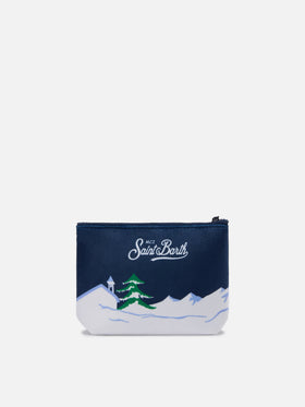 Aline Pouch in wool-effect fabric with Cortina skiers print