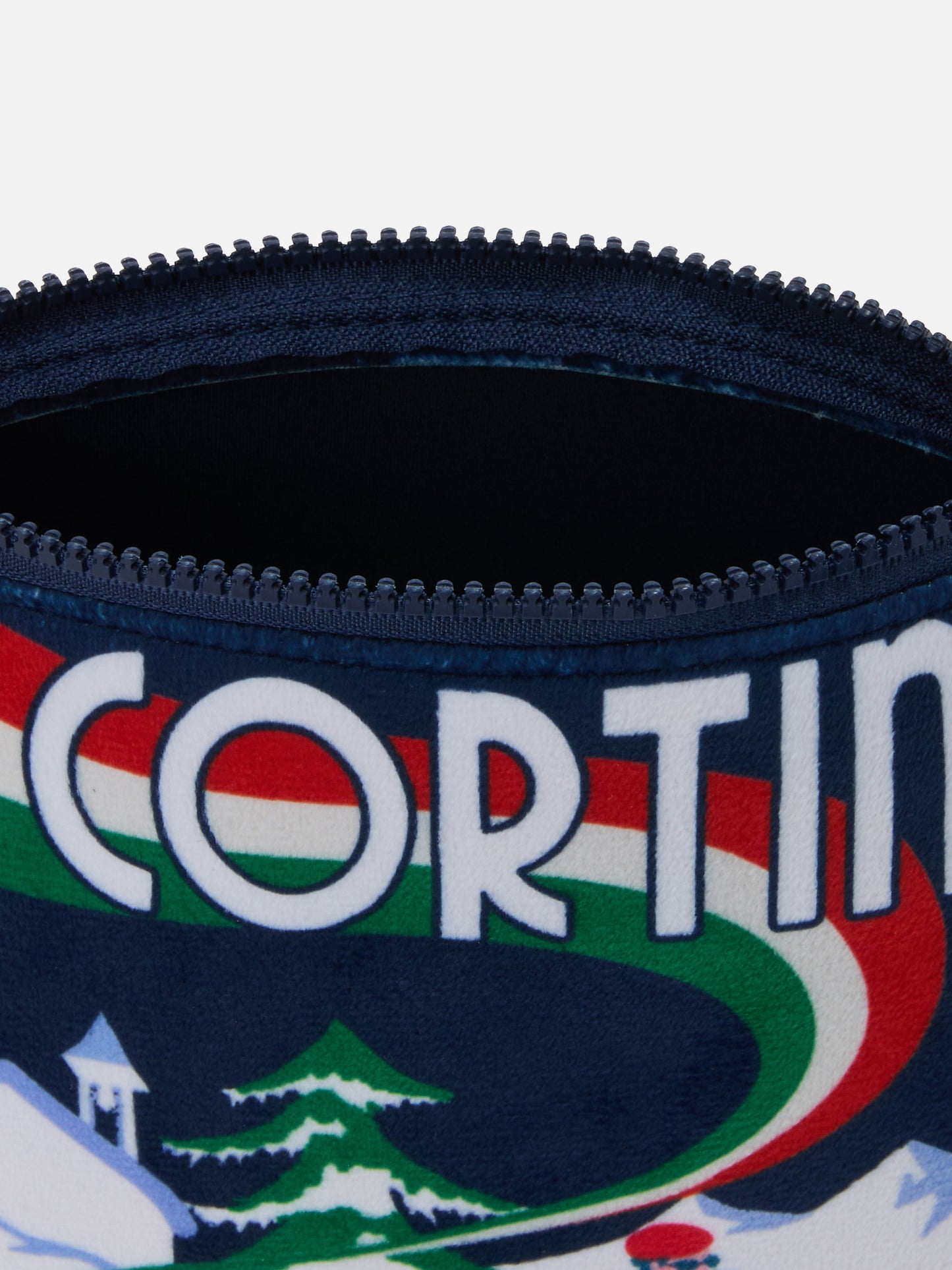 Aline Pouch in wool-effect fabric with Cortina skiers print