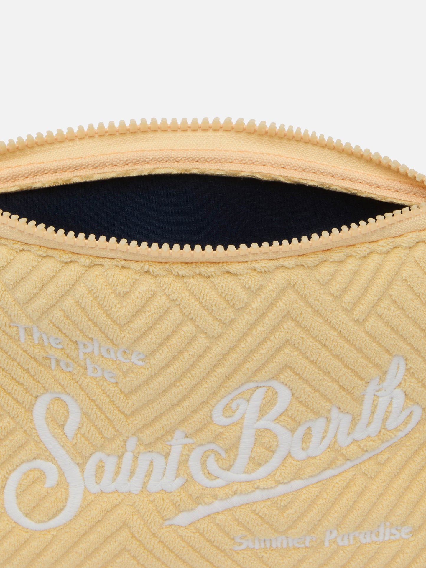 Pochette Aline in spugna gialla con motivo check embossed