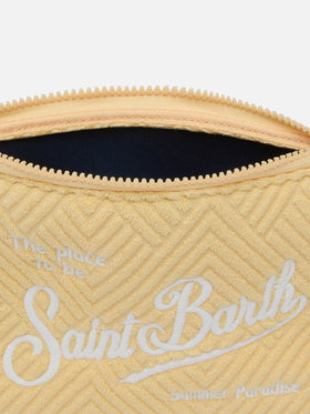 Pochette Aline in spugna gialla con motivo check embossed