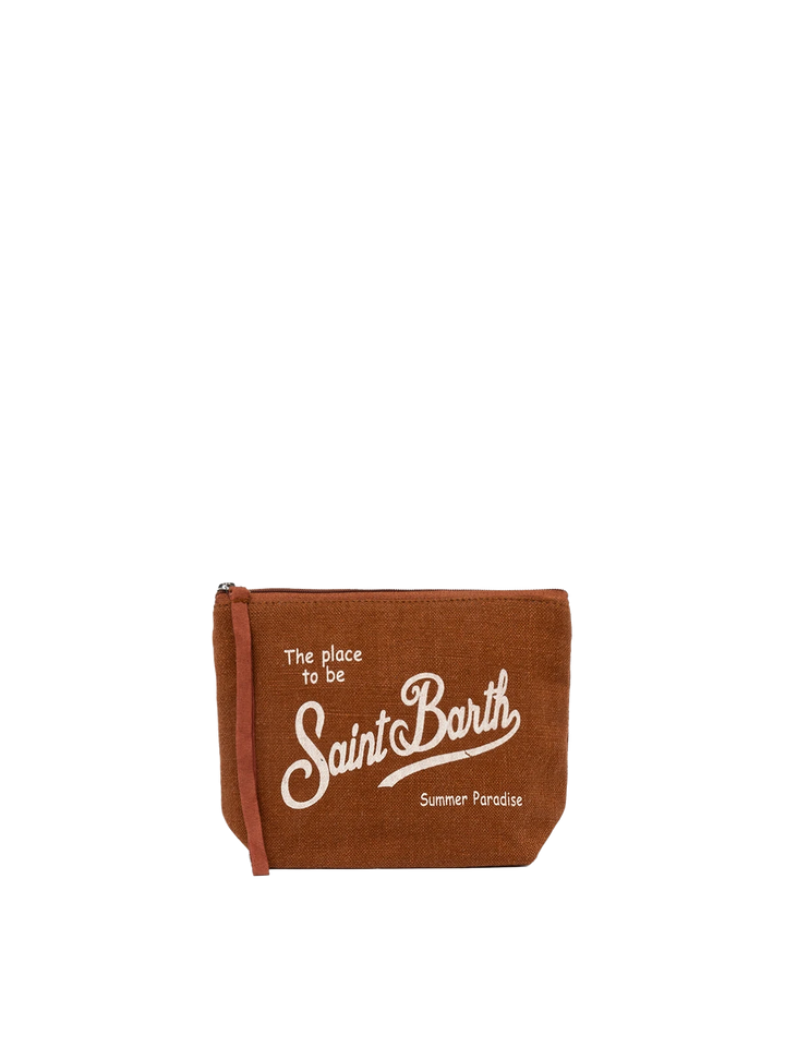 Pochette Aline in lino marrone