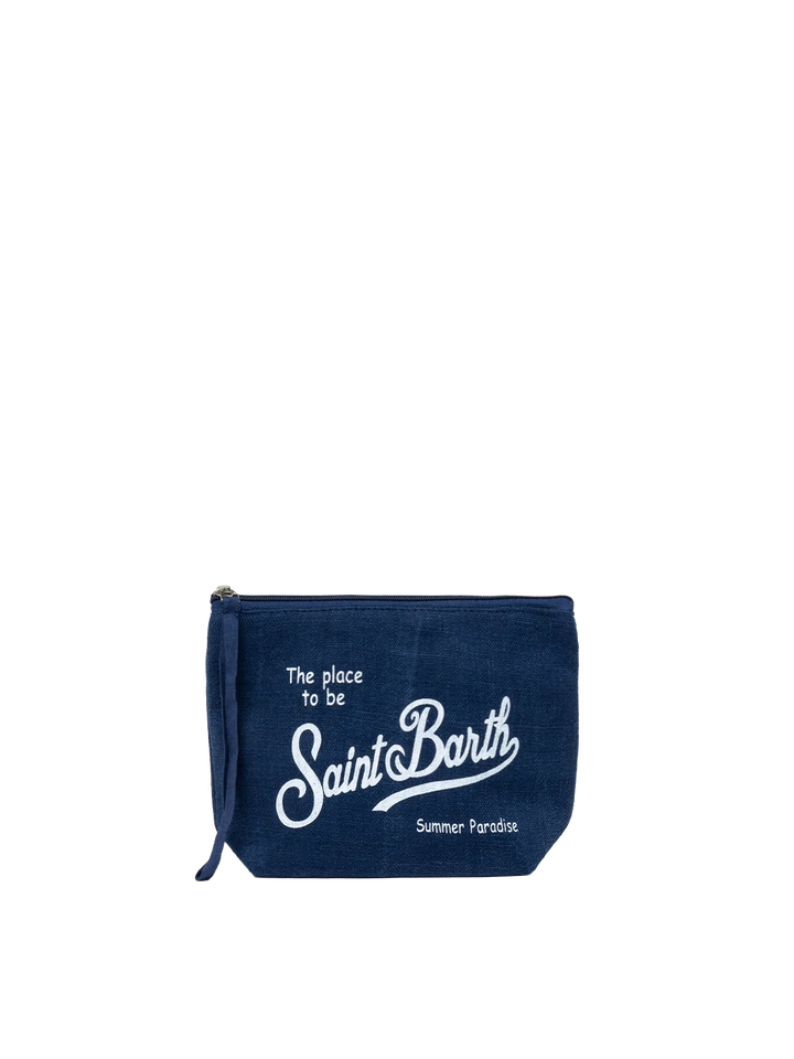 Pochette Aline in lino blu navy