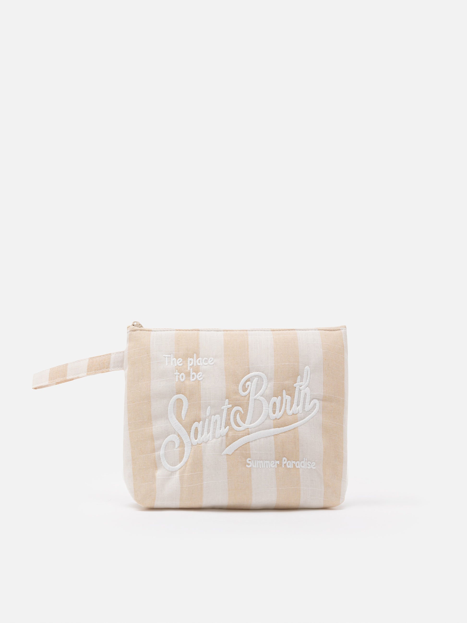 Aline Soft L cotton linen pochette with striped print - MC2 Saint Barth