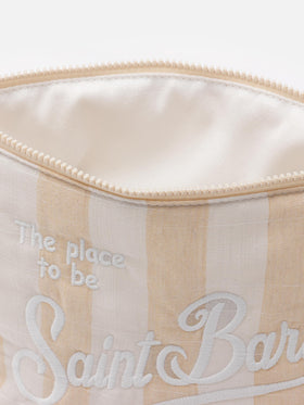Aline Soft L cotton linen pochette with striped print - MC2 Saint Barth