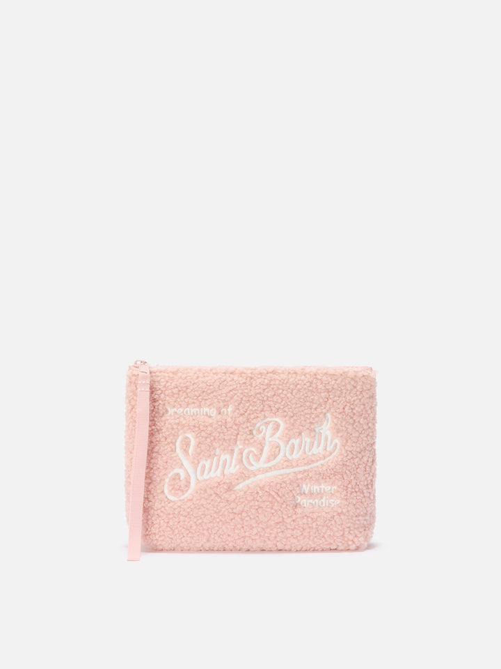 Pochette Aline Teddy in sherpa rosa