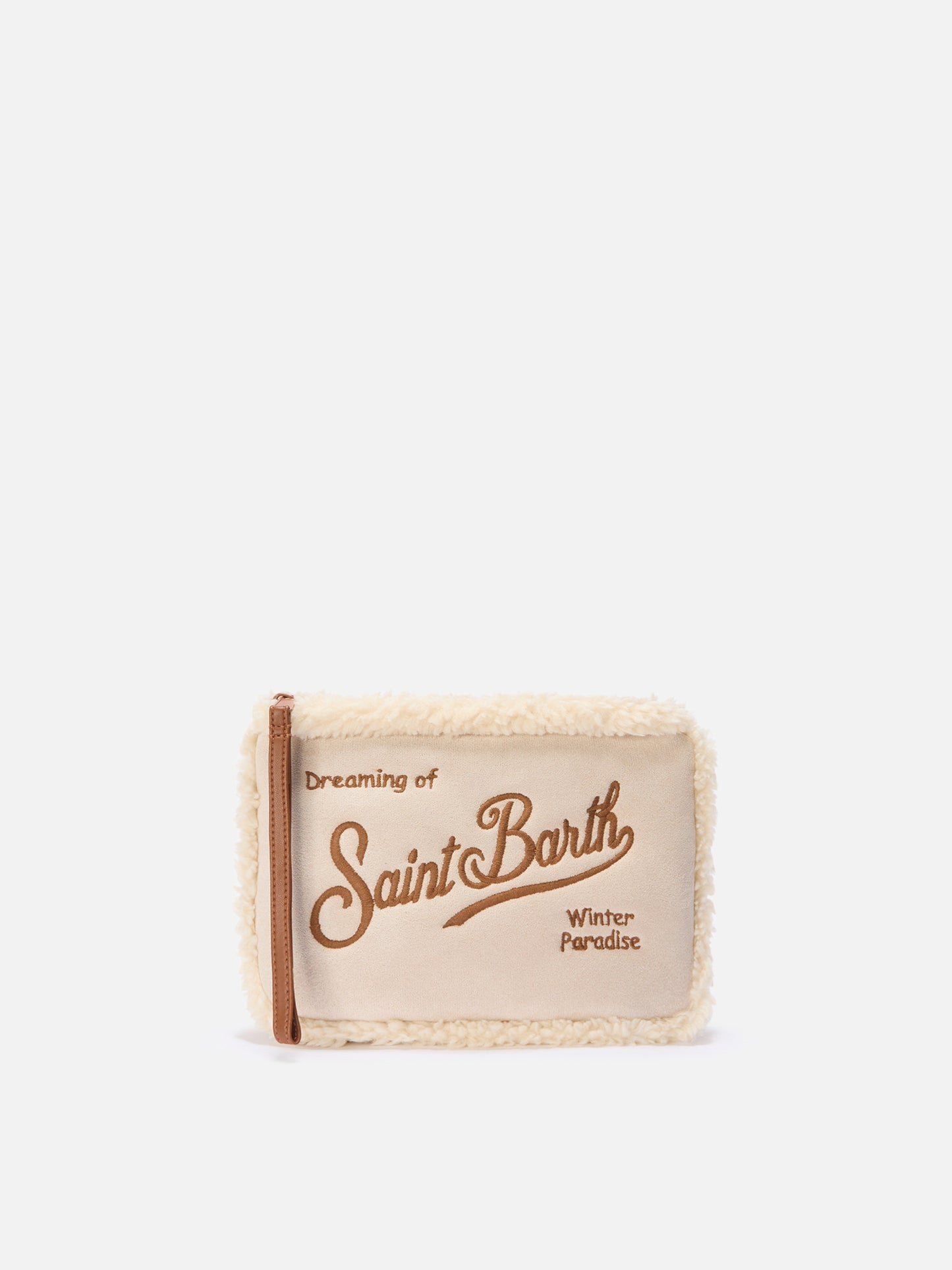 Pochette Aline Shearling in sherpa e faux suede beige