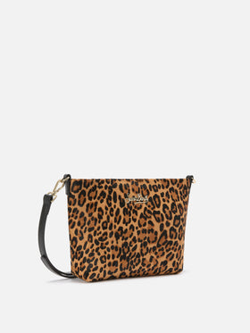 Aline Shoulder Bag in brushed leather and leopard-print calf hair