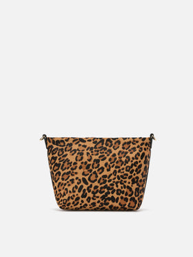 Aline Shoulder Bag in brushed leather and leopard-print calf hair