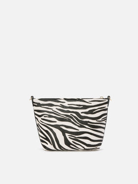 Aline Shoulder Bag in brushed leather and zebra-print calf hair