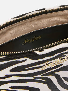 Aline Shoulder Bag in brushed leather and zebra-print calf hair