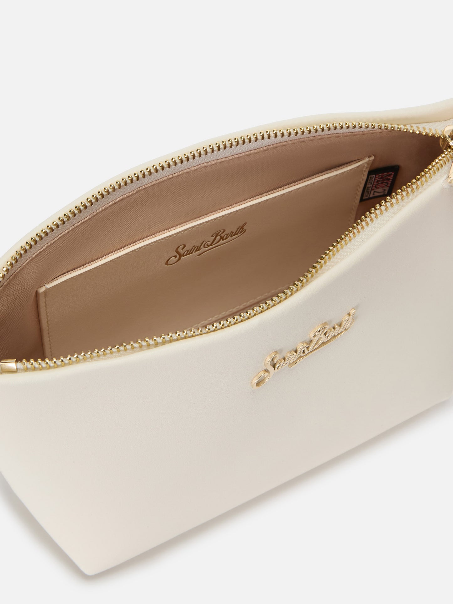 Aline bag in white smooth leather with metal logo plaque