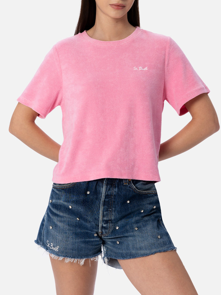 Aleja pink terry cotton t-shirt - MC2 Saint Barth
