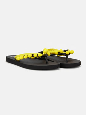 Alma flip flops in black and fluo yellow