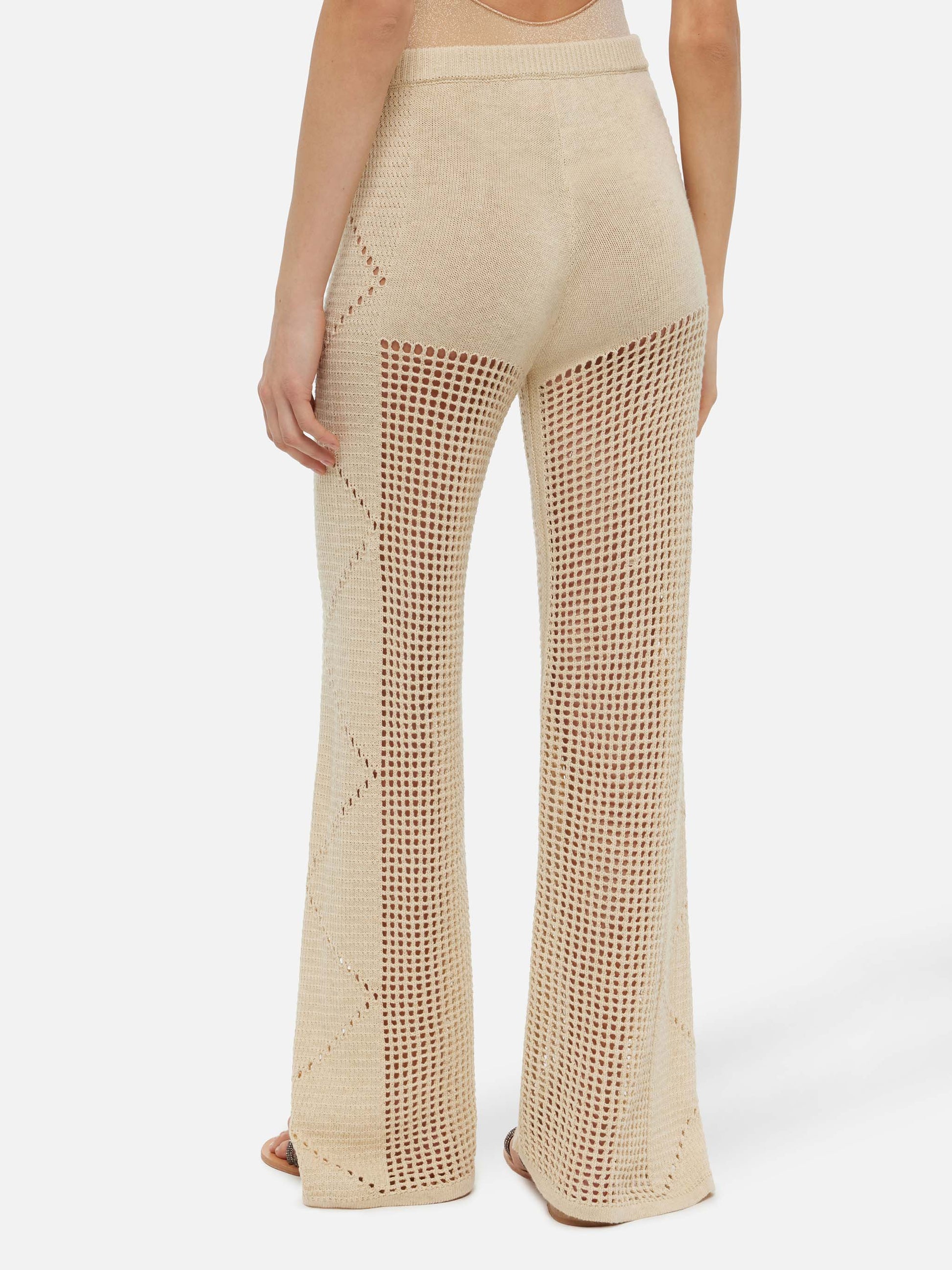 Alva beige crochet flared pants - MC2 Saint Barth