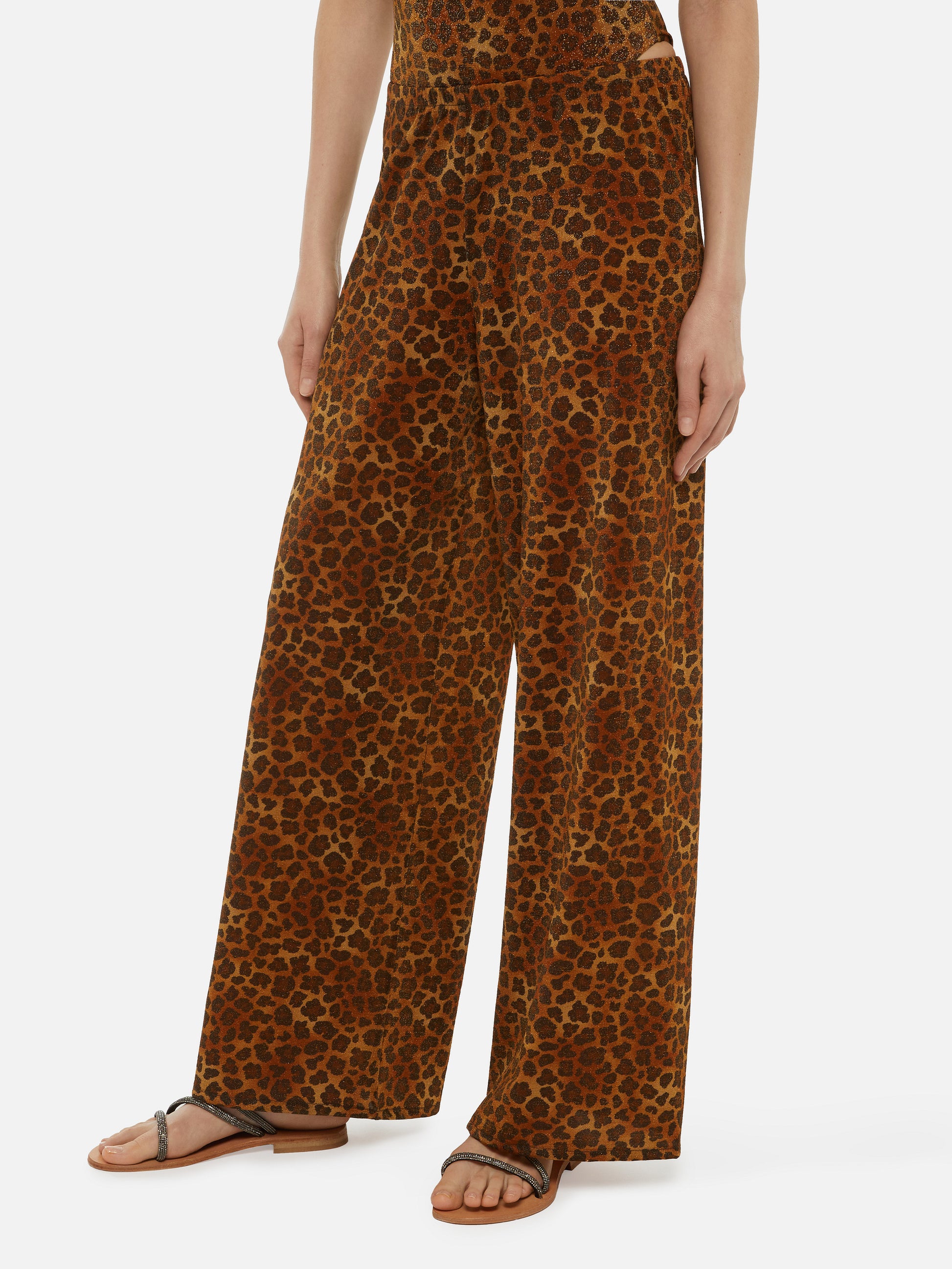 Amalia leopard lurex wide-leg trousers - MC2 Saint Barth