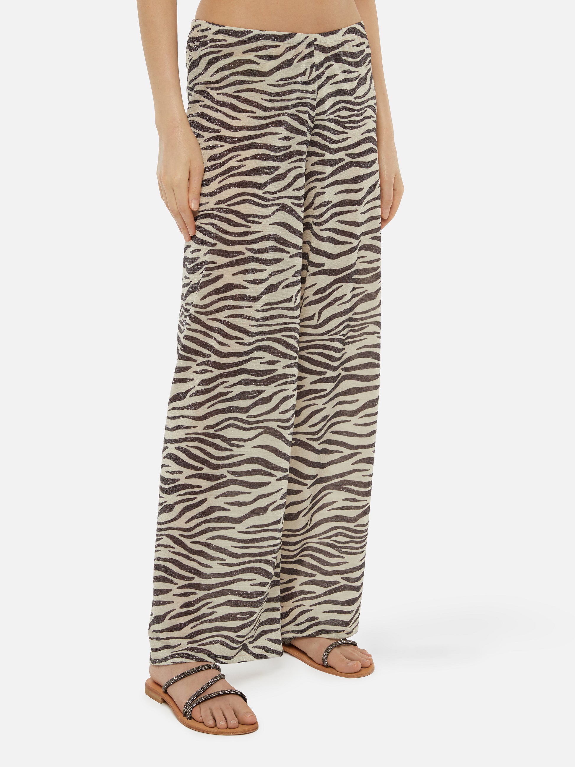 Amalia zebra lurex wide-leg trousers - MC2 Saint Barth